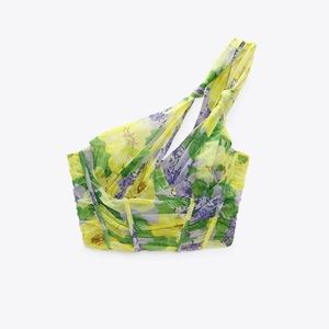 ZARA Printed Tulle Corset Top